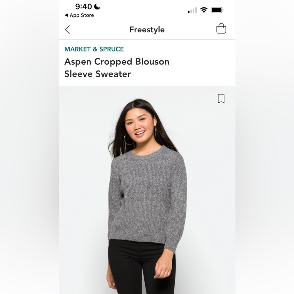 Aspen Cropped Blouson Sleeve Sweater